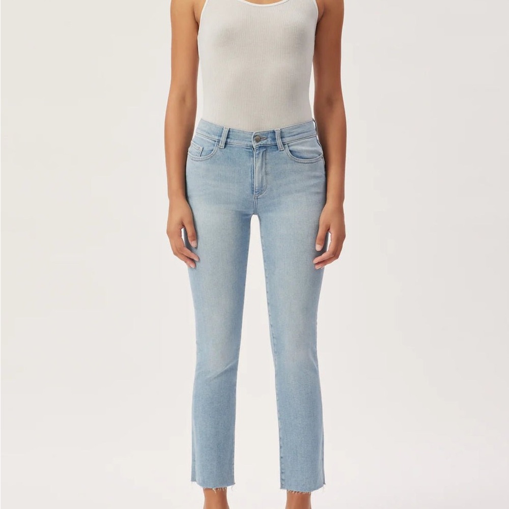 DL1961 Mara High Rise Instasculpt Straight Raw Hem Ankle Jeans